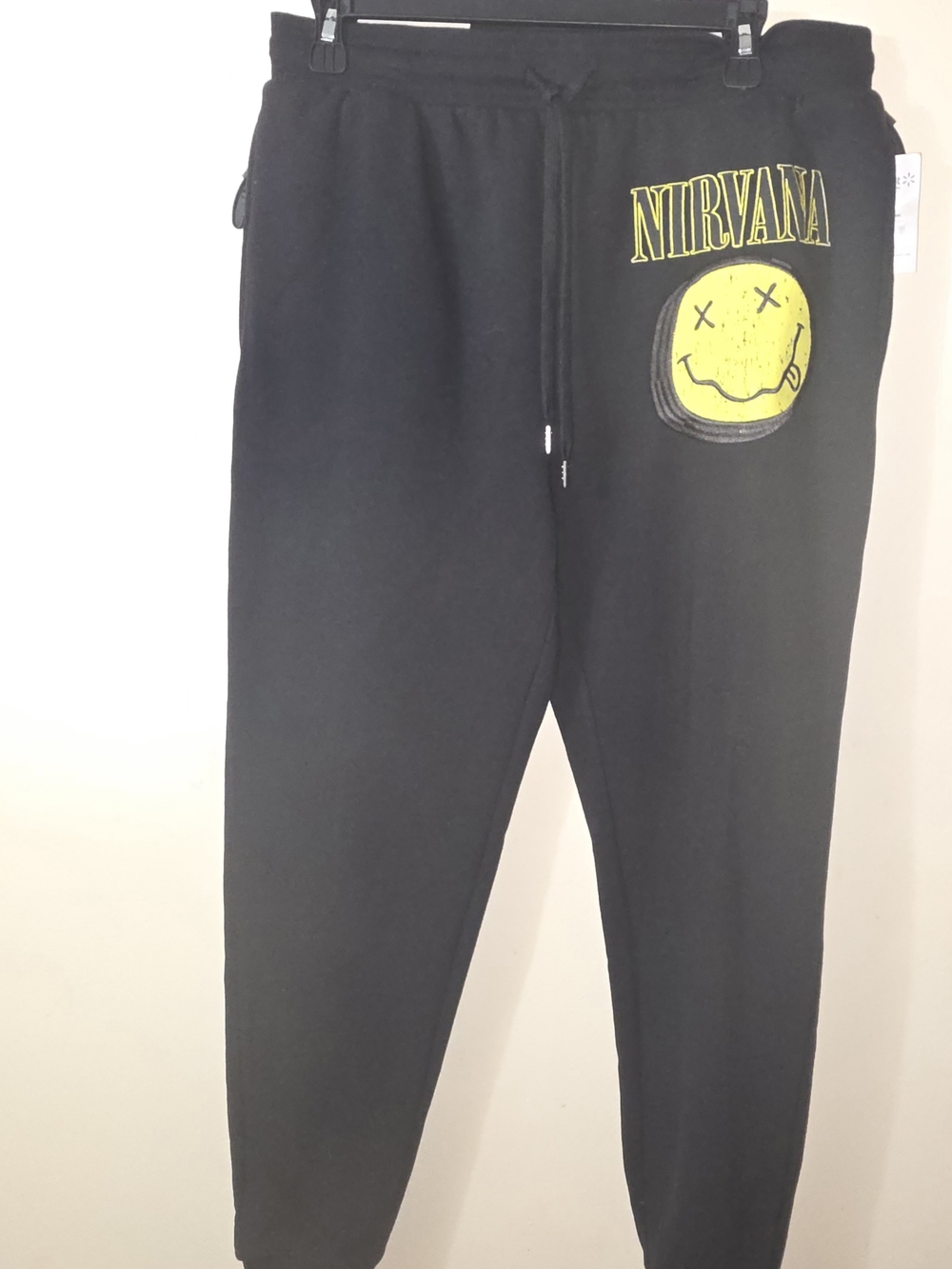 Nirvana Men's Black Sweatpants with Yellow Logo